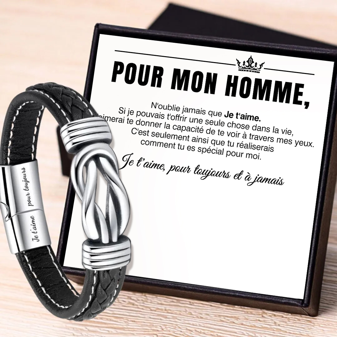 À Mon Homme-Bracelet Personnalisé Homme Bracelet en Cuir 2 Prénoms Personnalisés｜Jessemade