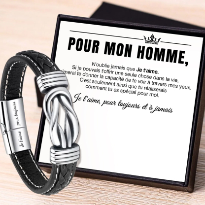 À Mon Homme-Bracelet Personnalisé Homme Bracelet en Cuir 2 Prénoms Personnalisés｜Jessemade