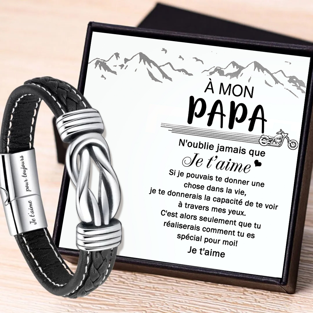 À Mon Papa-Bracelet en Cuir 2 Prénoms Personnalisés Coffret Cadeau pour Homme | Jessemade