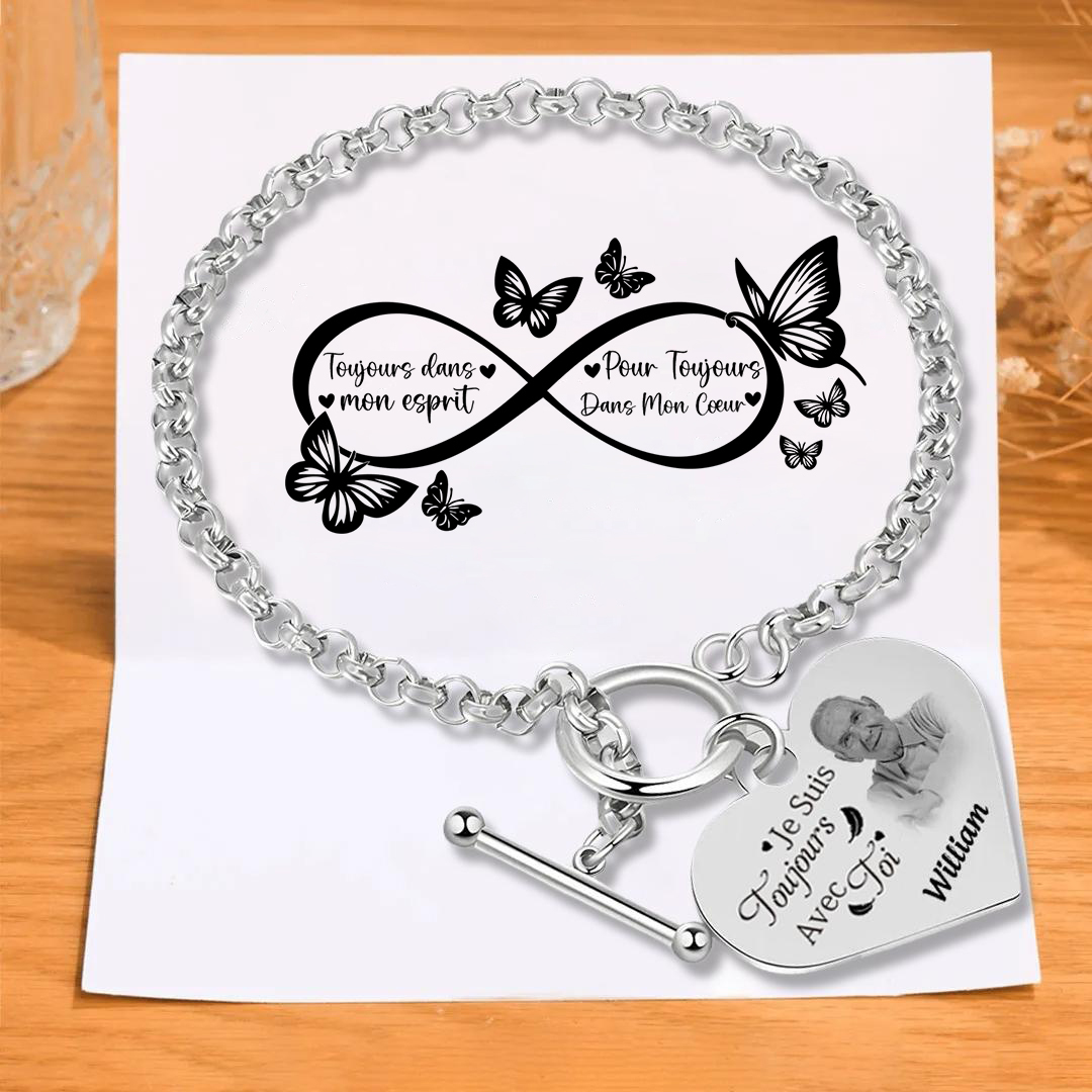 Bracelet commémoratif avec Cœur personnalisé avec photo et prénom Avec Carte commémorative Cadeau commémoratif | Jessemade