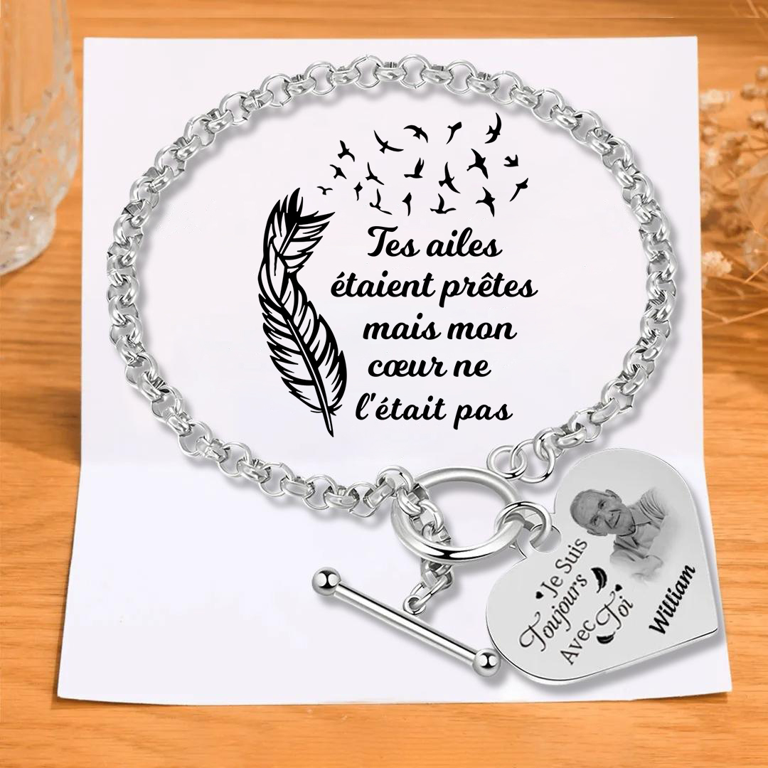 Bracelet commémoratif avec Cœur personnalisé avec photo et prénom Avec Carte commémorative Cadeau commémoratif | Jessemade