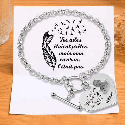 Bracelet commémoratif avec Cœur personnalisé avec photo et prénom Avec Carte commémorative Cadeau commémoratif | Jessemade