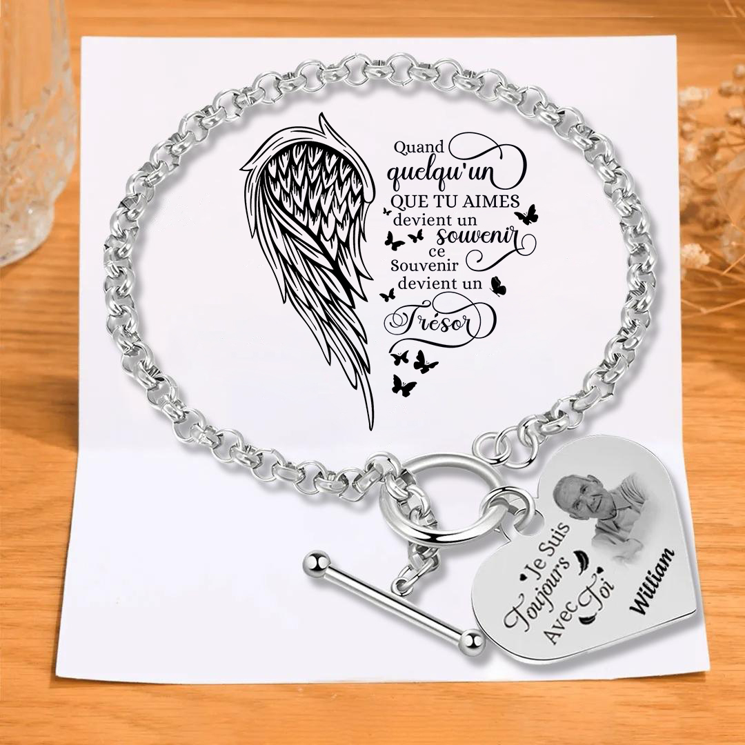 Bracelet commémoratif avec Cœur personnalisé avec photo et prénom Avec Carte commémorative Cadeau commémoratif | Jessemade