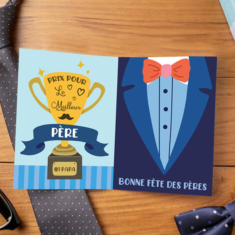 À mon Papa-Carte avec Message "Prix Pour Le Meilleur Père" Carte de Fête des Pères | Jessemade