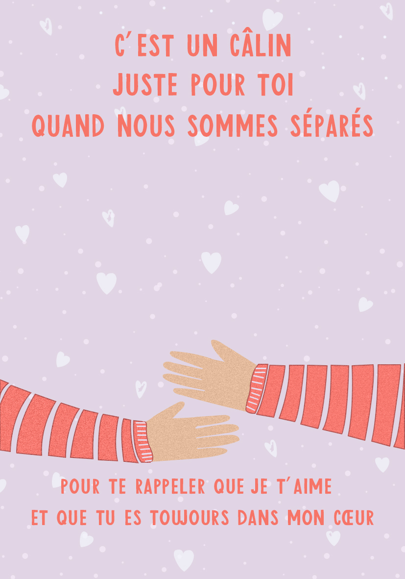 Carte câlin message pour être proche malgré la distance - Cadeau pour la Rentrée Scolaire | Jessemade