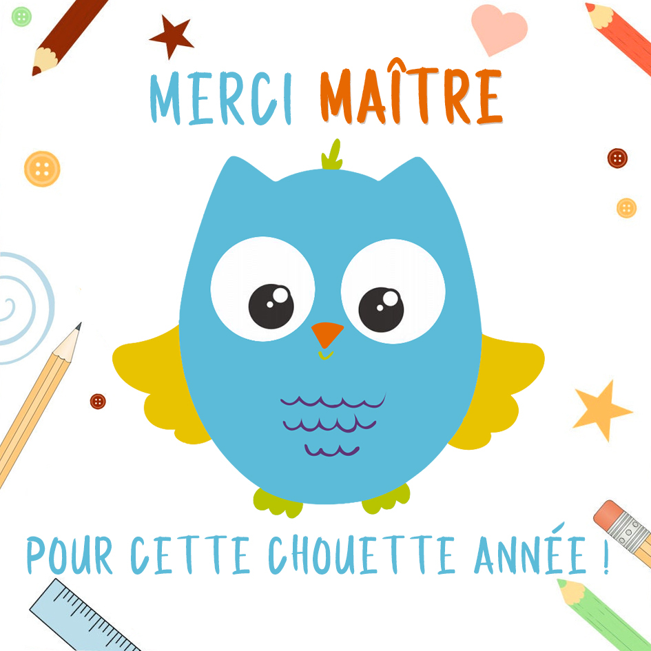 Pour Maîtresse/Maître/ATSEM - Carte de Remerciement avec message « Merci pour cette chouette année » | Jessemade