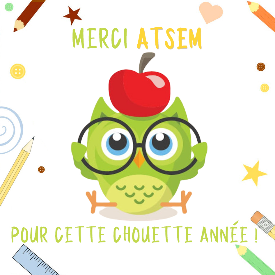 Pour Maîtresse/Maître/ATSEM - Carte de Remerciement avec message « Merci pour cette chouette année » | Jessemade