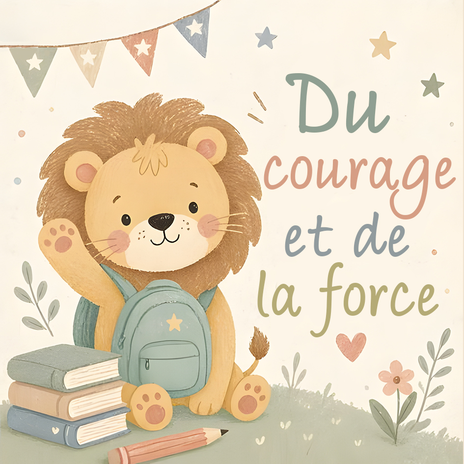 Bracelet Personnalisé avec Prénom et Pierre de Naissance pour Enfant, avec carte message « Sois courageux et fort »