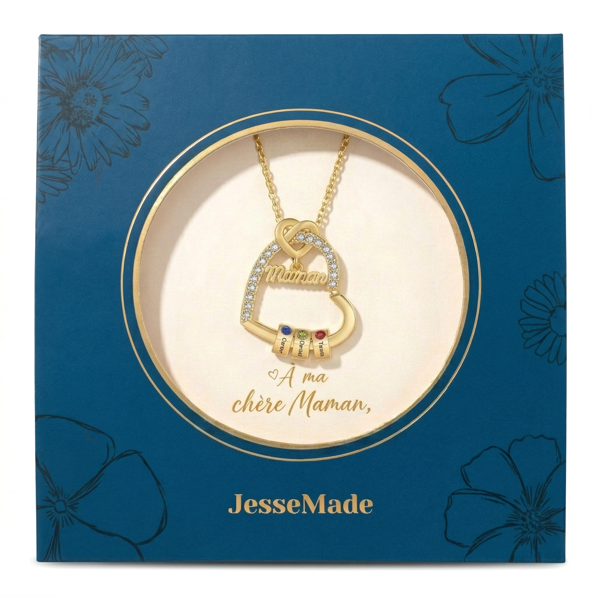 Collier Maman Personnalisé avec Prénoms et Pierres de Naissance – Cadeau Émotionnel pour Maman