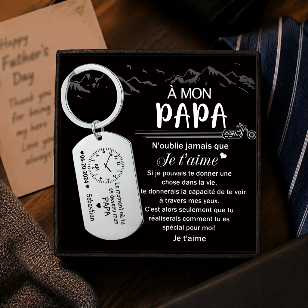 À mon Papa - Porte-clés Personnalisé avec Date Prénom et Photo Porte-Clés Personnaliables Pour Papa | Cadeau Fête des Pères | Jessemade