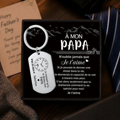 À mon Papa - Porte-clés Personnalisé avec Date Prénom et Photo Porte-Clés Personnaliables Pour Papa | Cadeau Fête des Pères | Jessemade