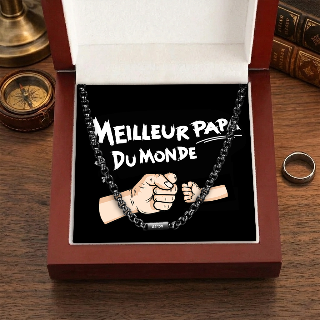 Collier 1-5 Prénoms Personnalisé Collier Chaîne Homme | Cadeau Fête des Pères | Jessemade