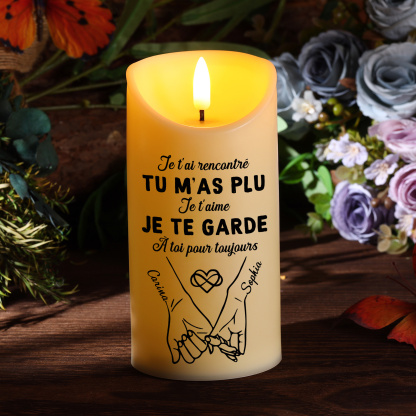 Bougie LED Personnalisée pour Couple avec 2 Prénoms