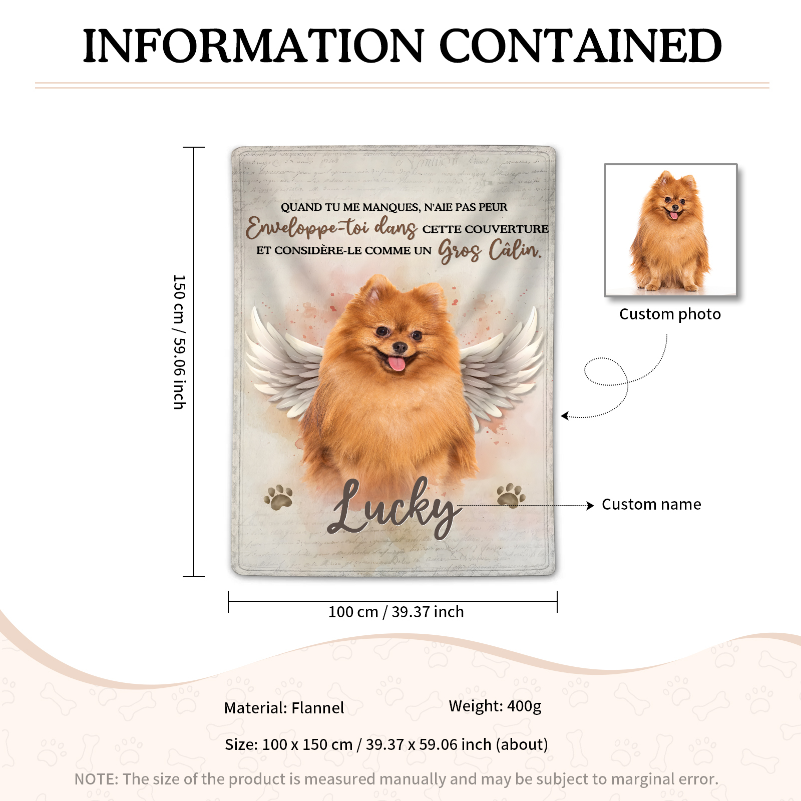 Couverture Plaids Polaire 1 Prénom Personnalisé avec Photo Cadeau Commémoratif | Jessemade