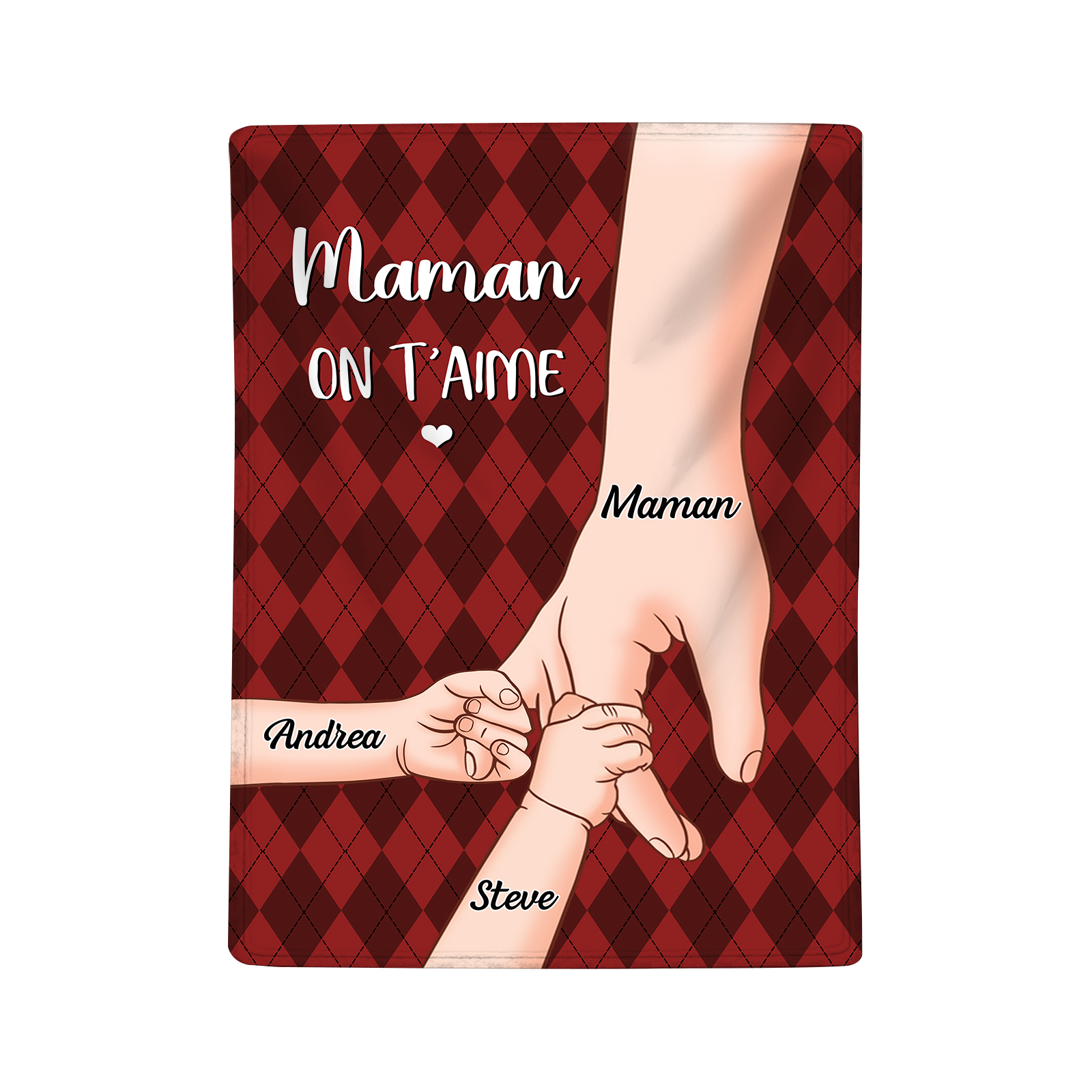 À Maman Couverture de Noël plaids polaire mains 3 Prénoms personnalisés avec 2 textes Cadeau pour famille | Jessemade