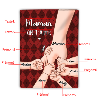 À Maman Couverture de Noël plaids polaire mains 7 Prénoms personnalisés avec 2 textes Cadeau pour famille | Jessemade