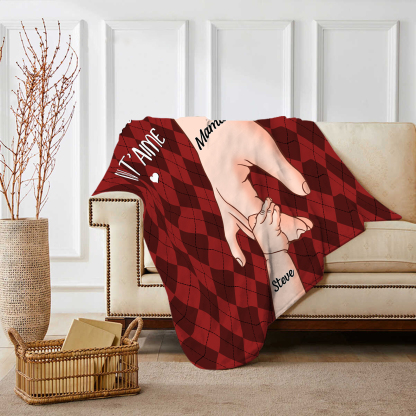 À Maman Couverture de Noël plaids polaire mains 2 Prénoms personnalisés avec 2 textes Cadeau pour famille | Jessemade