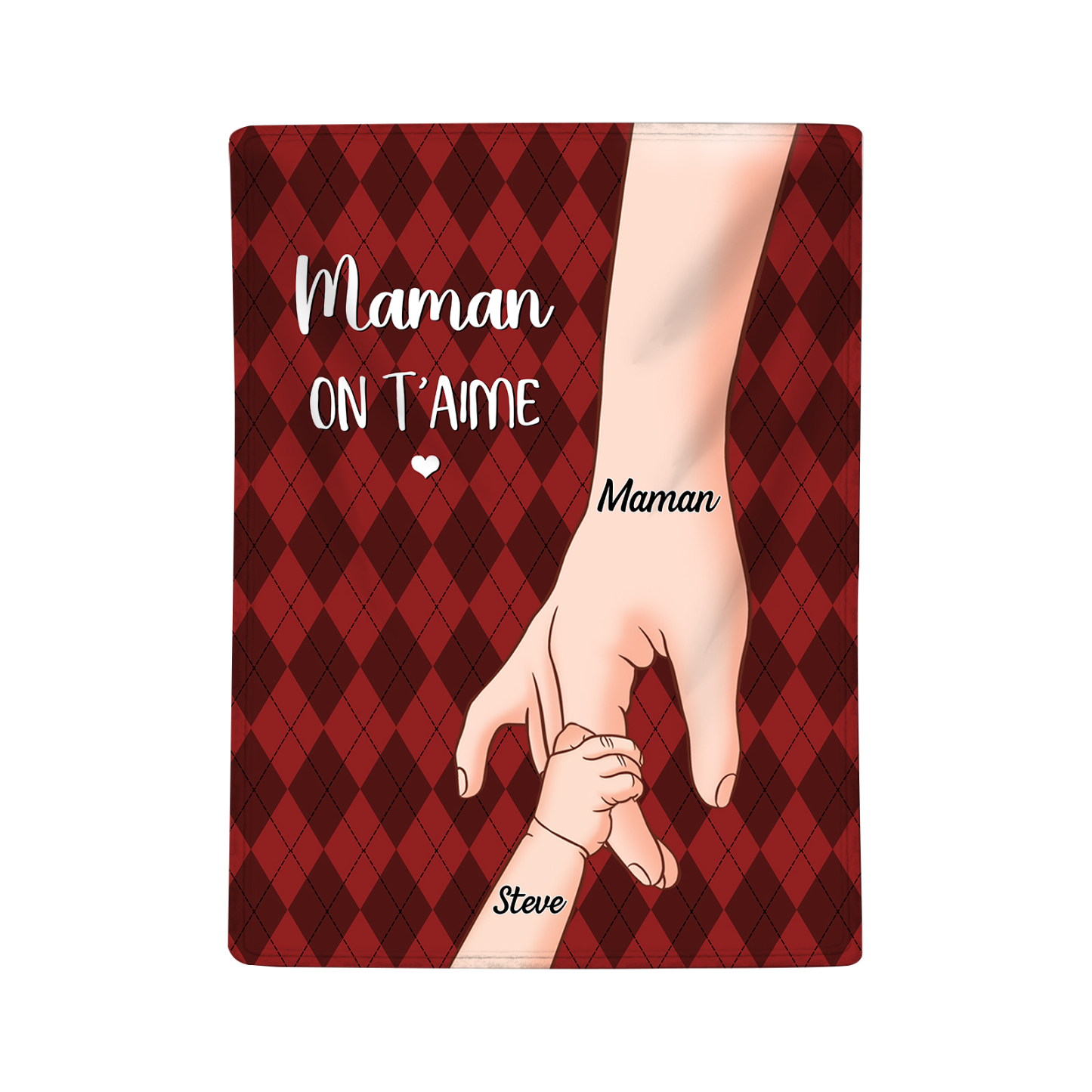À Maman Couverture de Noël plaids polaire mains 2 Prénoms personnalisés avec 2 textes Cadeau pour famille | Jessemade