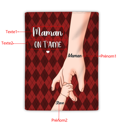 À Maman Couverture de Noël plaids polaire mains 2 Prénoms personnalisés avec 2 textes Cadeau pour famille | Jessemade