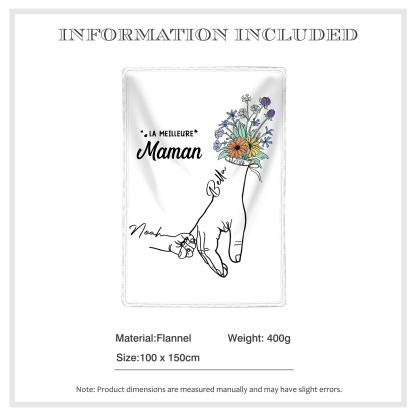 Plaid en Flanelle Personnalisé avec 2 Prénoms Couverture Flanelle pour Maman | Jessemade