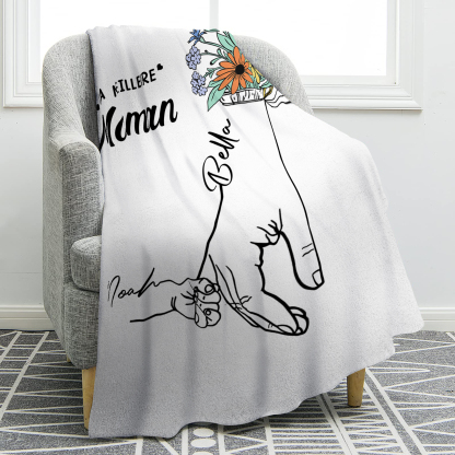 Plaid en Flanelle Personnalisé avec 2 Prénoms Couverture Flanelle pour Maman | Jessemade