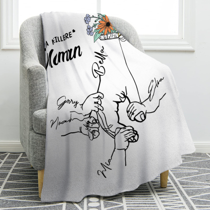 Plaid en Flanelle Personnalisé avec 5 Prénoms Couverture Flanelle pour Maman | Jessemade