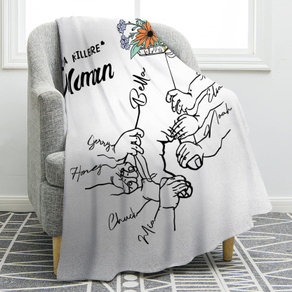 Plaid en Flanelle Personnalisé avec 8 Prénoms Couverture Flanelle pour Maman | Jessemade