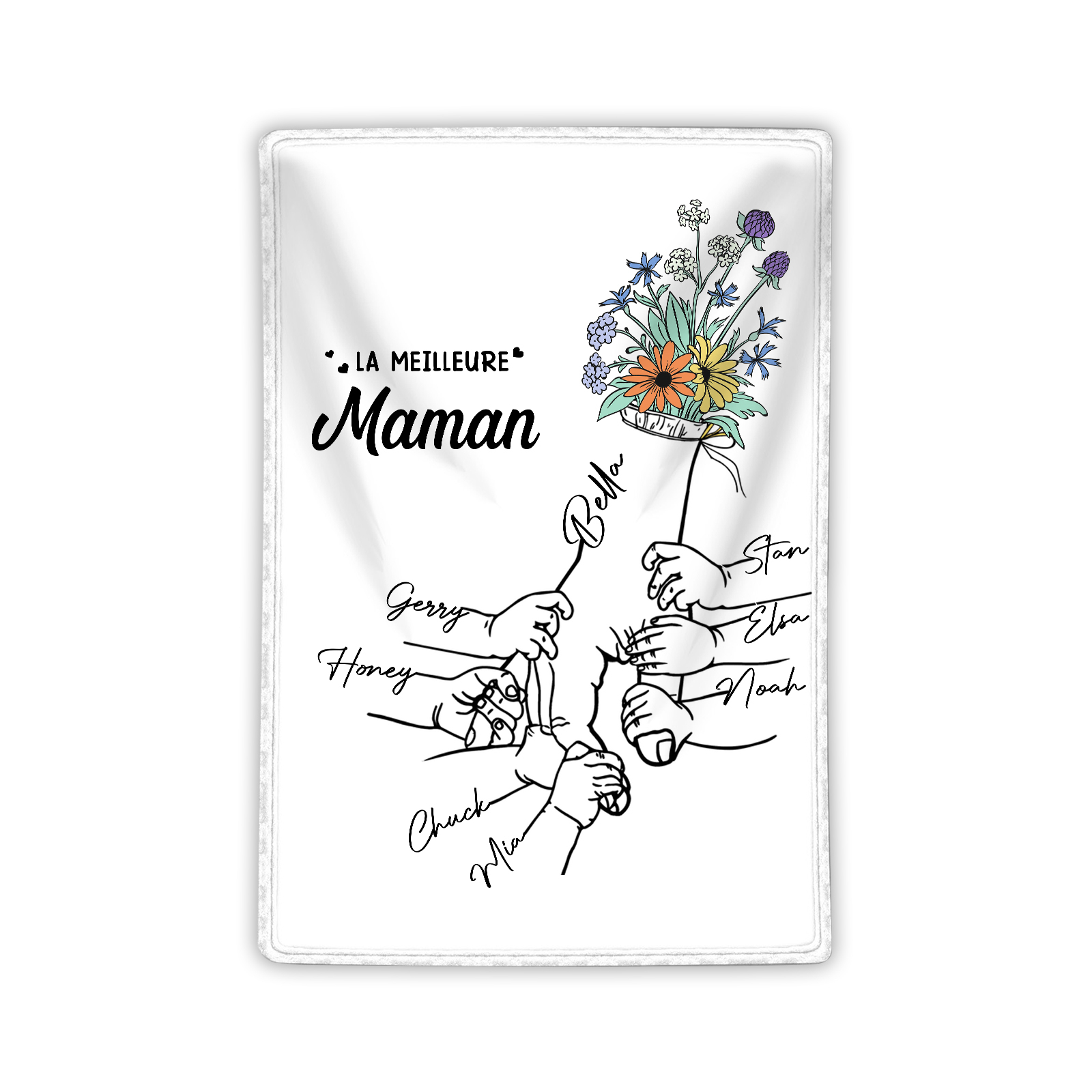 Plaid en Flanelle Personnalisé avec 8 Prénoms Couverture Flanelle pour Maman | Jessemade