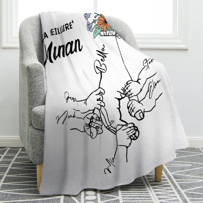 Plaid en Flanelle Personnalisé avec 6 Prénoms Couverture Flanelle pour Maman | Jessemade