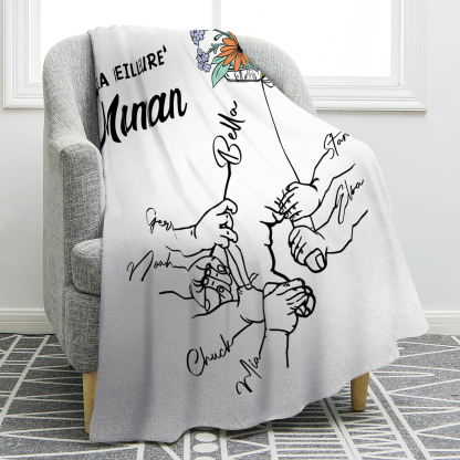 Plaid en Flanelle Personnalisé avec 7 Prénoms Couverture Flanelle pour Maman | Jessemade