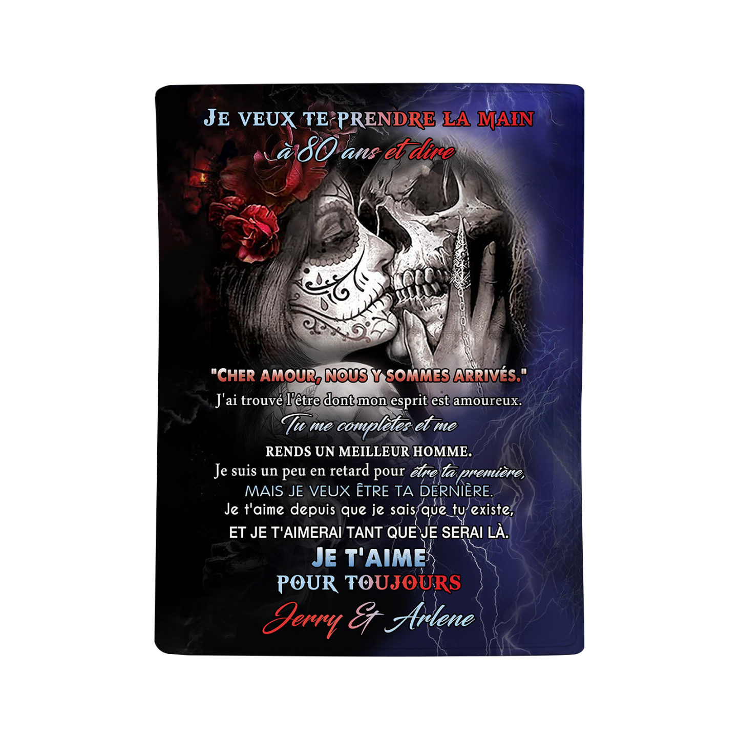Couverture Plaids Polaire "Je Te Choisis" 2 Prénoms Personnalisés avec Texte Cadeau pour Couple le saint-valentin | Jessemade