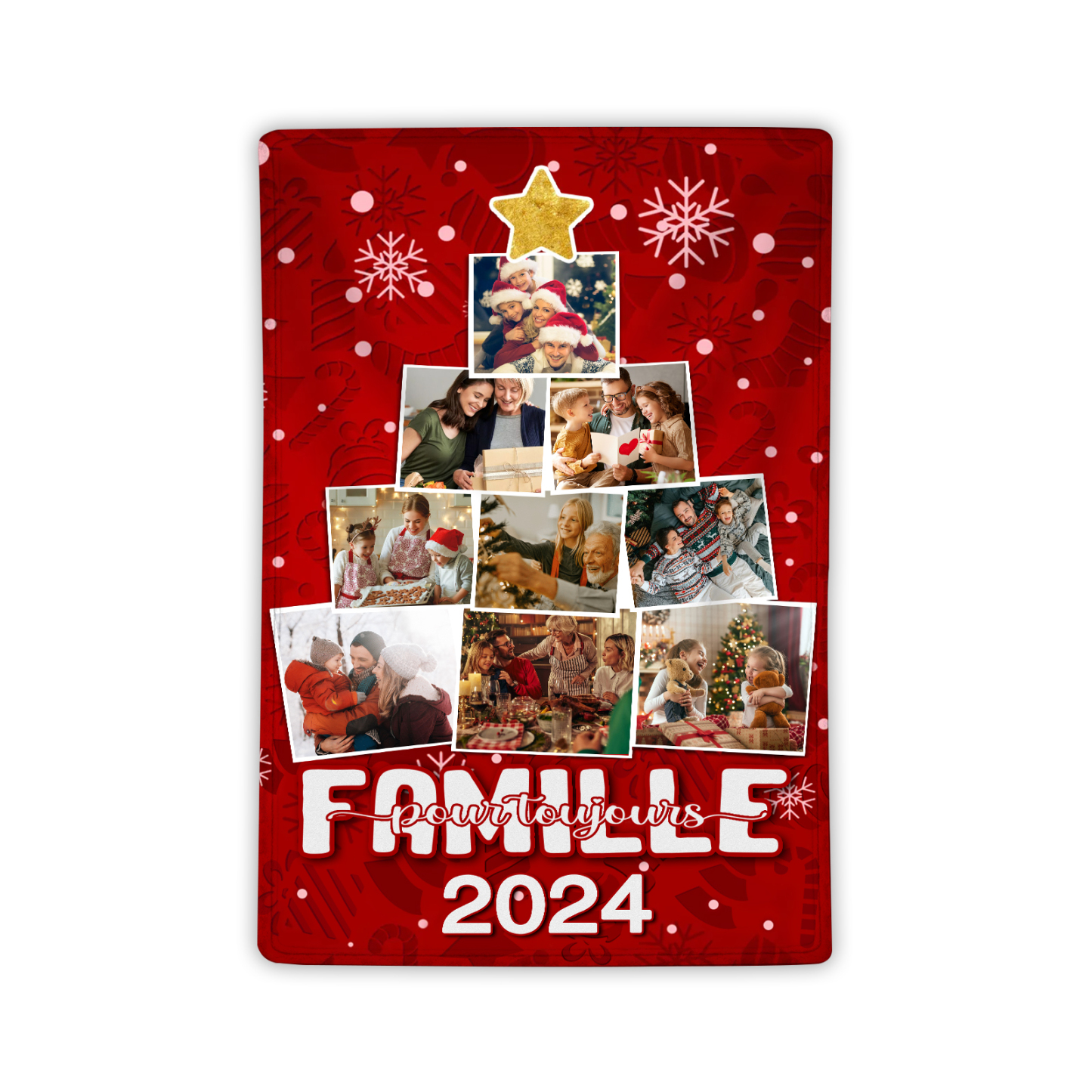 Couverture plaids polaire de Noël Sapin 9 photos Personnalisé avec années