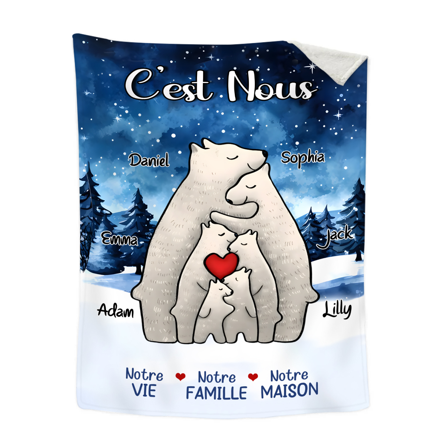 Couverture Plaids Polaire ours 6 Prénoms Personnalisés Cadeau pour Fam