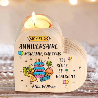 À Ma Meilleure Amie - Bougeoir en Bois sans bougie 2 Prénoms Personnalisé-Cadeau pour Amie Précieuse