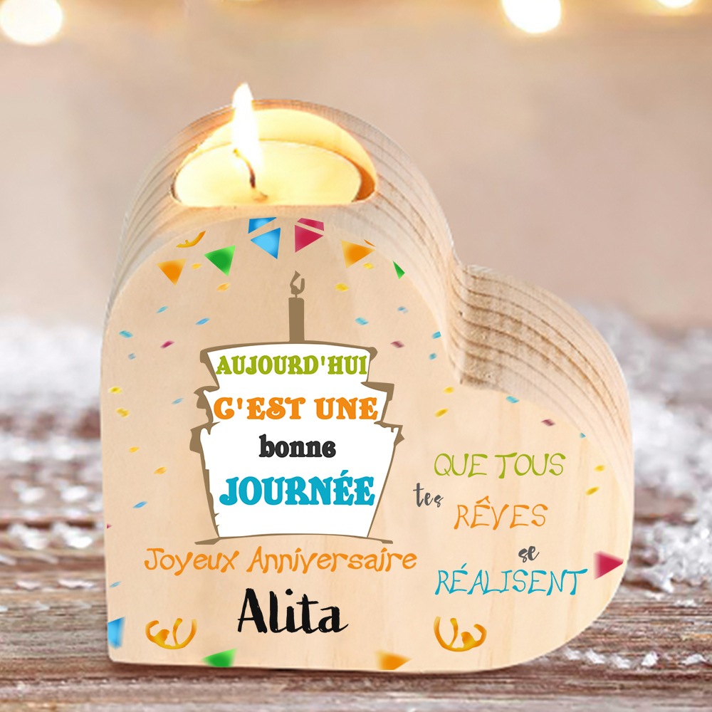 Bougeoir en Bois sans bougie 1 Prénoms Personnalisé-Cadeau pour Amie 