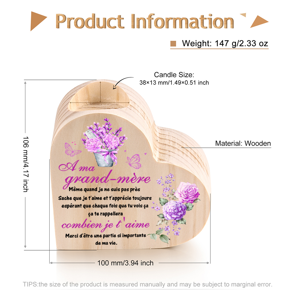 Bougeoir en Bois romantique1 Texte Personnalisé-Cadeau Anniversaire (sans bougie)