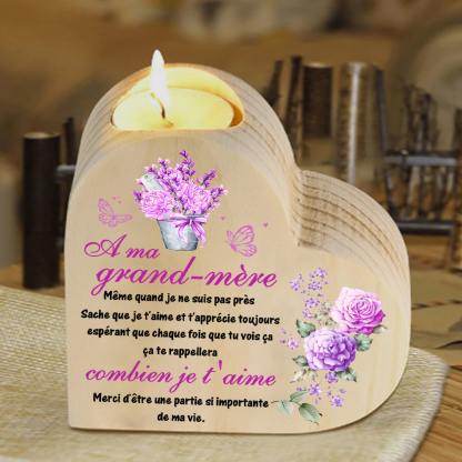 Bougeoir en Bois romantique1 Texte Personnalisé-Cadeau Anniversaire (sans bougie)