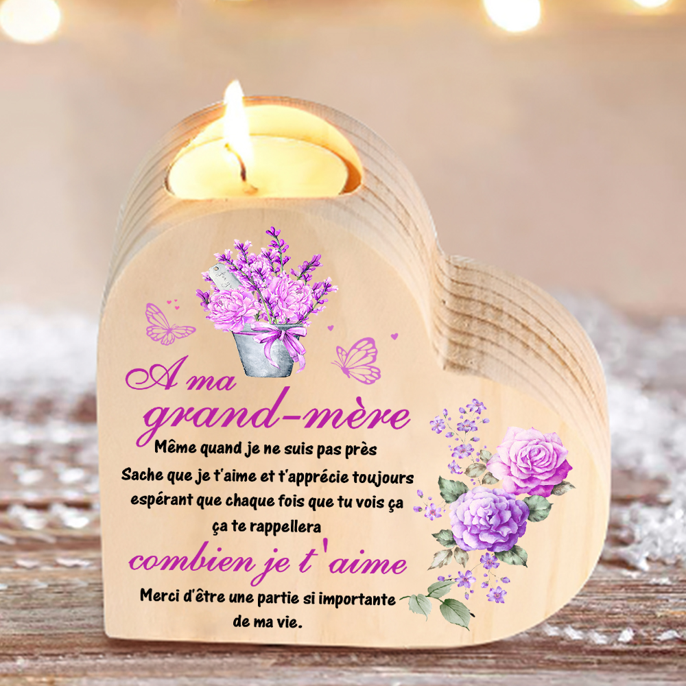 Bougeoir en Bois romantique1 Texte Personnalisé-Cadeau Anniversaire (sans bougie)