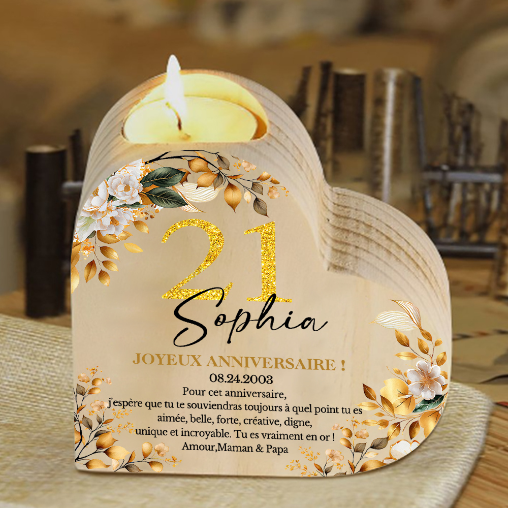Bougeoir Anniversaire Personnalisé en Bois Cadeau Anniversaire (sans bougie)｜ Jessemade