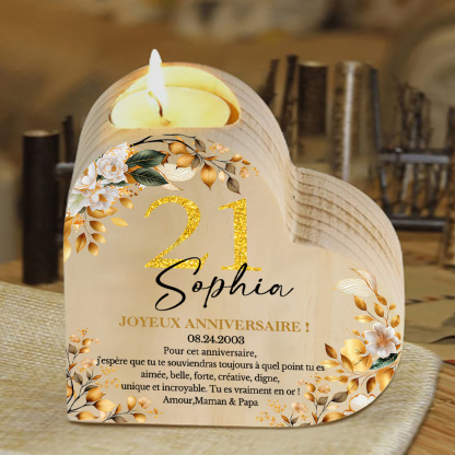 Bougeoir Anniversaire Personnalisé en Bois Cadeau Anniversaire (sans bougie)｜ Jessemade