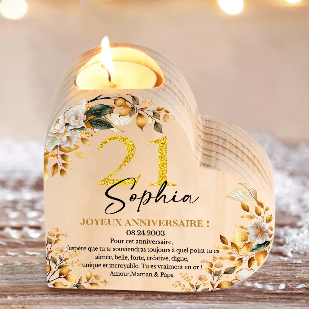 Bougeoir Anniversaire Personnalisé en Bois Cadeau Anniversaire (sans bougie)｜ Jessemade