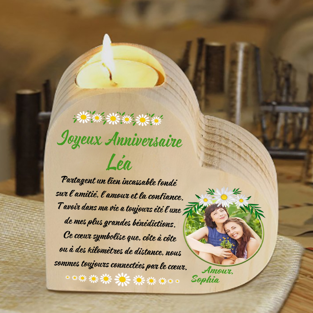 Bougeoir Anniversaire en Bois 2 Pénoms Personnalisés Émotionnel et Pratique Cadeau Anniversaire (sans bougie)｜ Jessemade