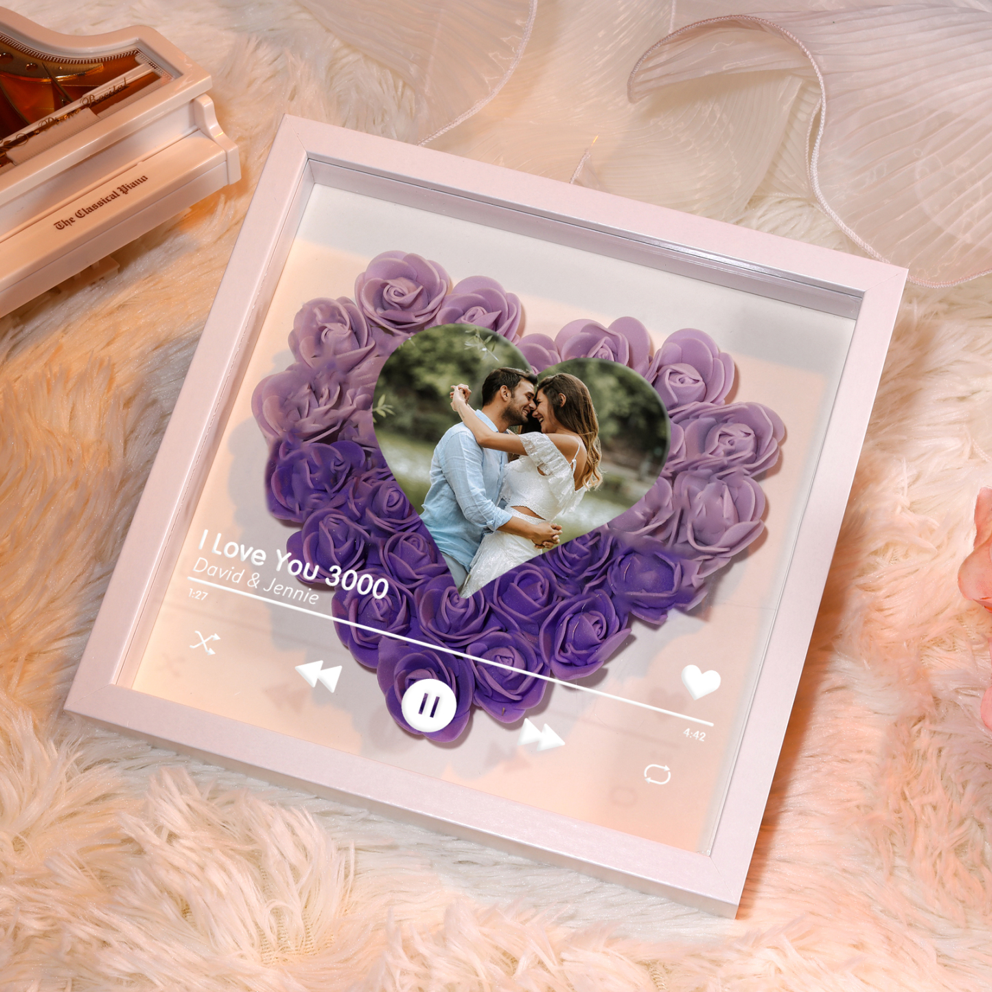 Cadre photo personnalisé en forme de cœur Cadre personnalisable avec roses et photo pour Couple | Jessemade