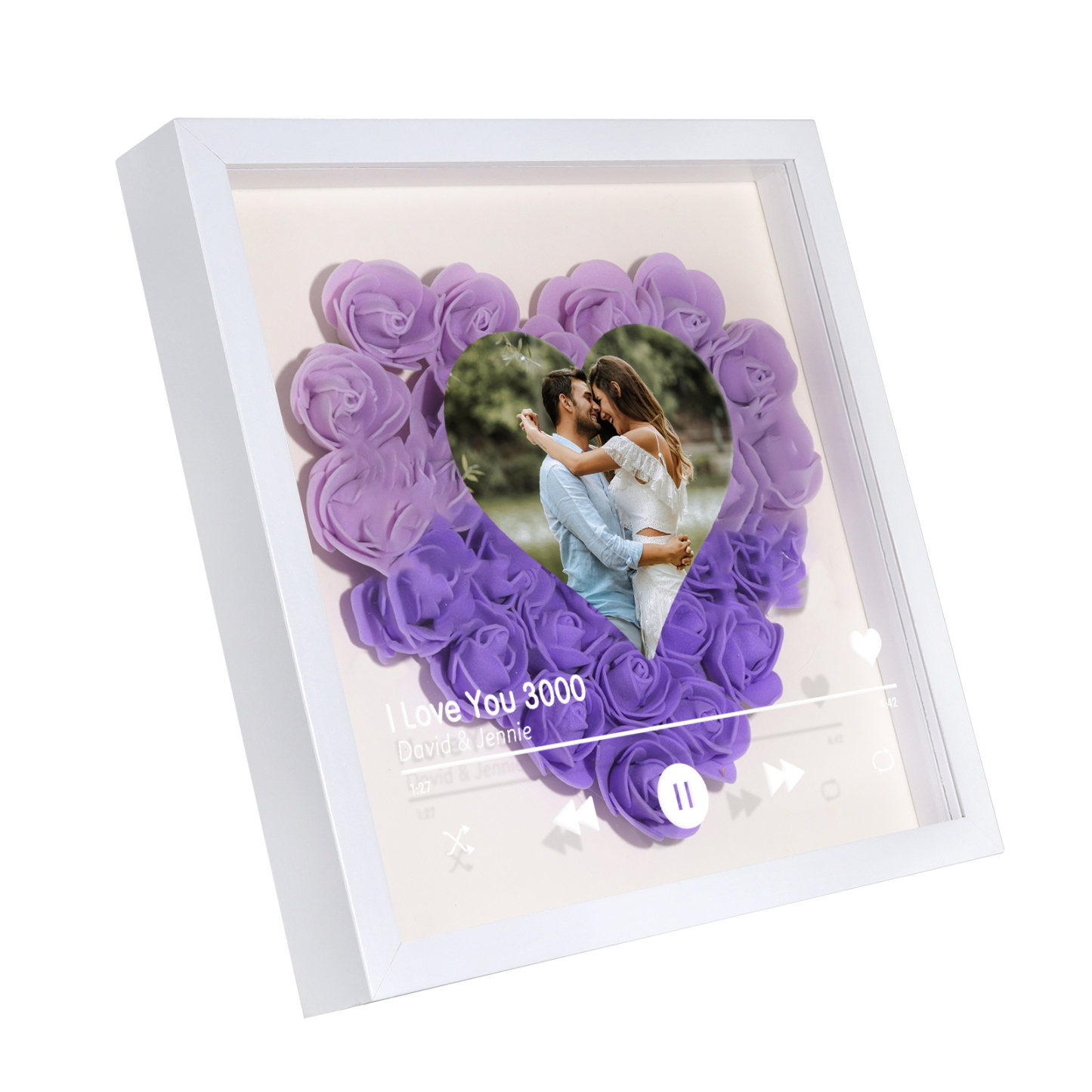 Cadre photo personnalisé en forme de cœur Cadre personnalisable avec roses et photo pour Couple | Jessemade