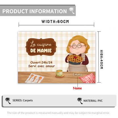 Tapis de Cuisine 1 Pénom Personnalisé Cadeau pour mamie |  Jessemade