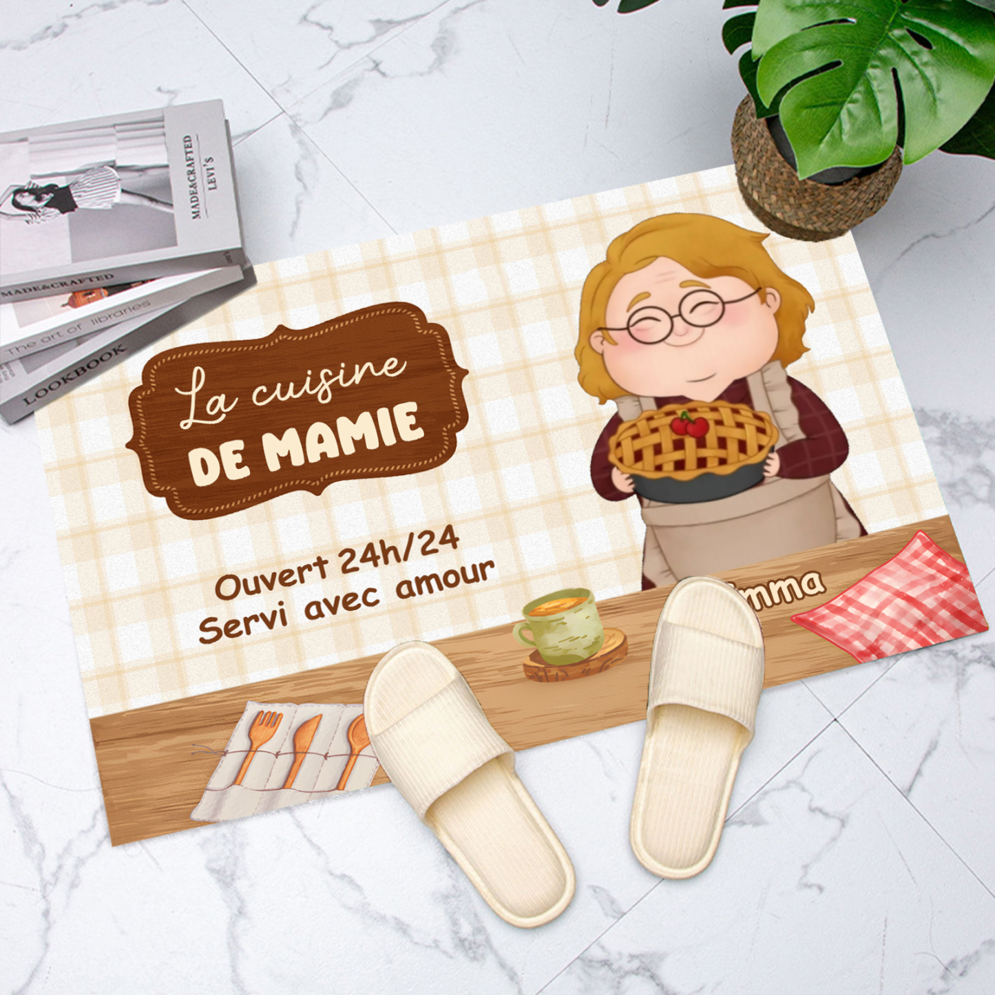 Tapis de Cuisine 1 Pénom Personnalisé Cadeau pour mamie |  Jessemade