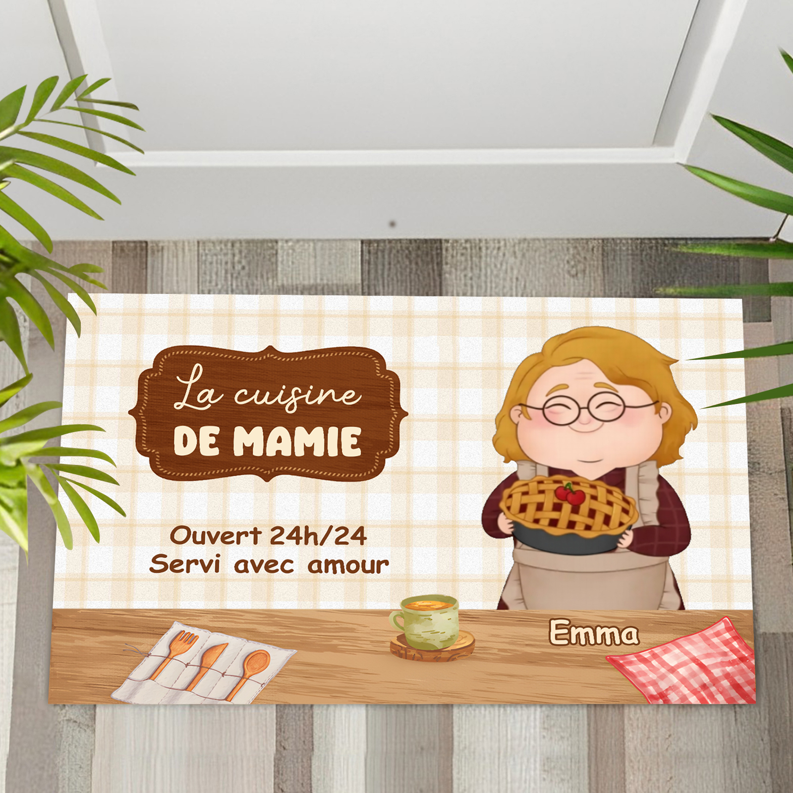 Tapis de Cuisine 1 Pénom Personnalisé Cadeau pour mamie |  Jessemade