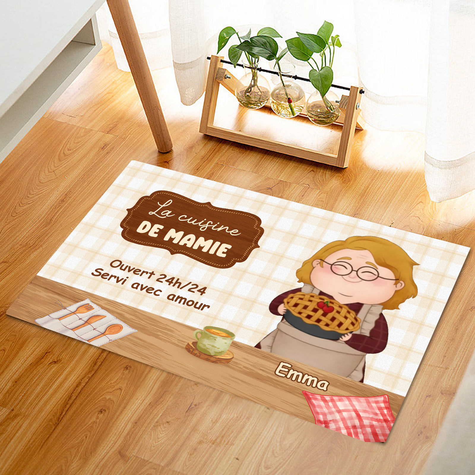 Tapis de Cuisine 1 Pénom Personnalisé Cadeau pour mamie |  Jessemade