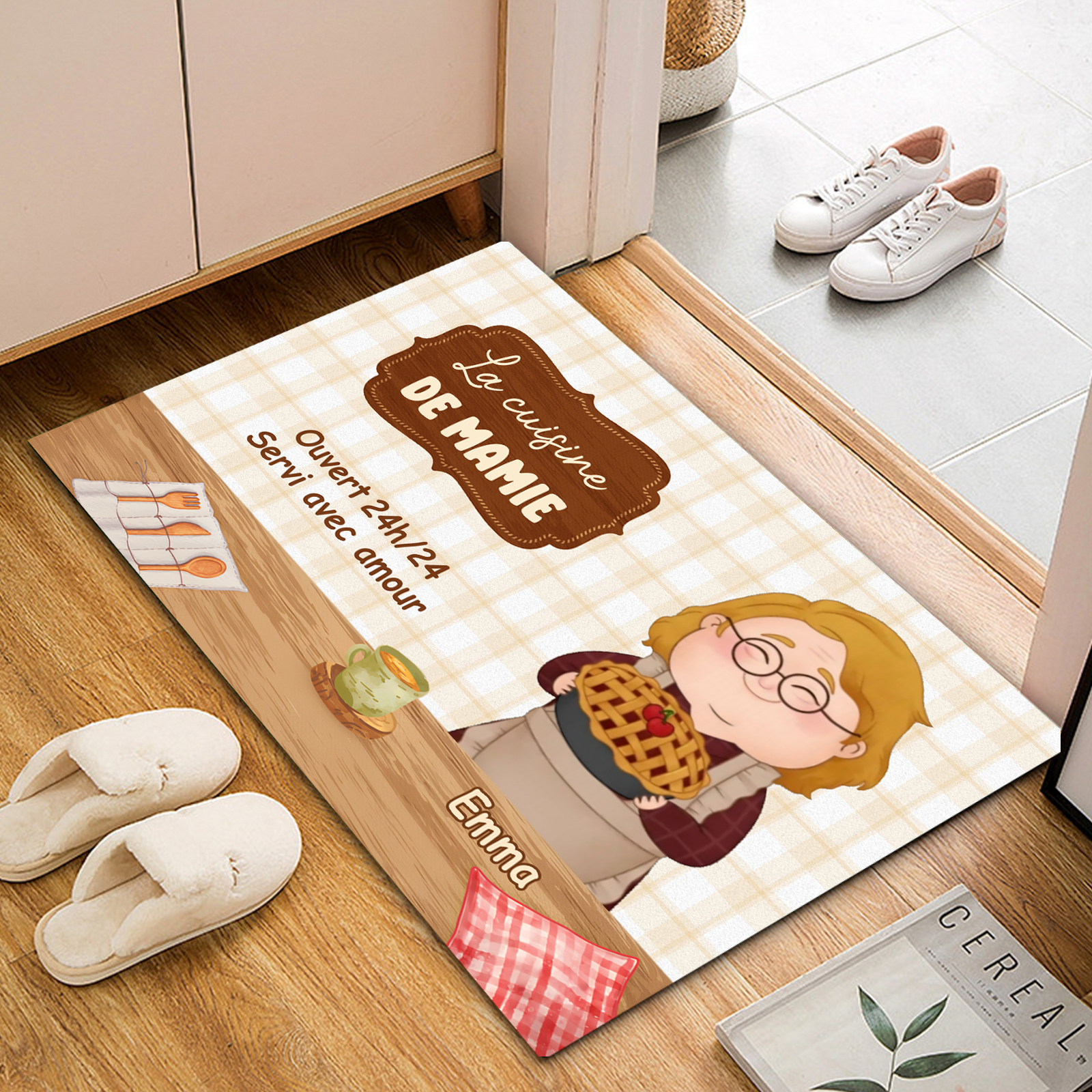 Tapis de Cuisine 1 Pénom Personnalisé Cadeau pour mamie |  Jessemade