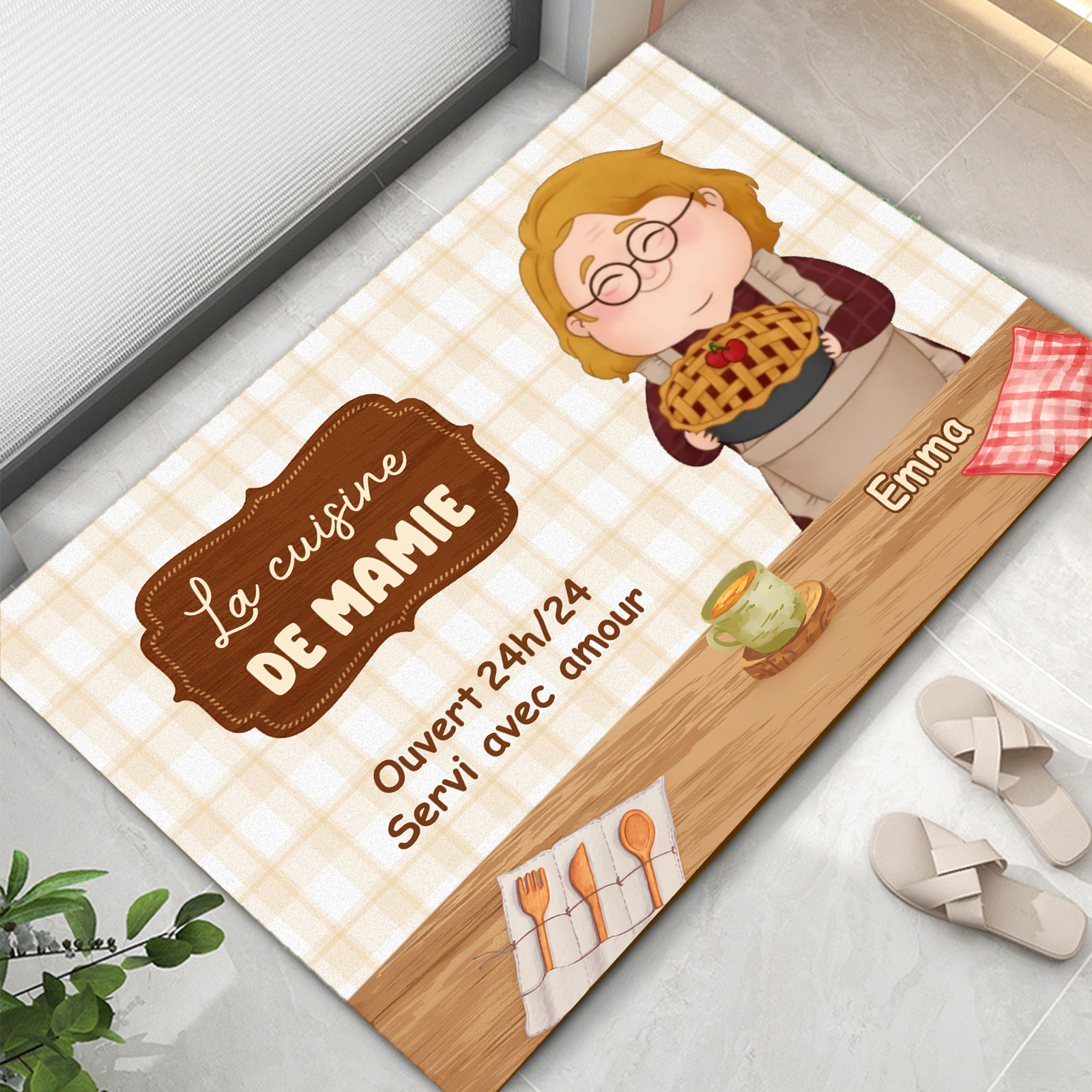 Tapis de Cuisine 1 Pénom Personnalisé Cadeau pour mamie |  Jessemade